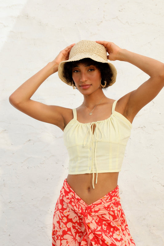 yellow mellow co-ord set front pose