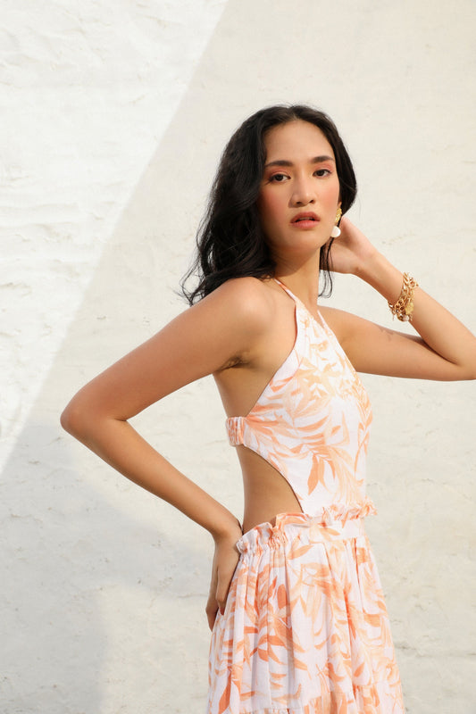 PEACH SUNSET DRESS side pose