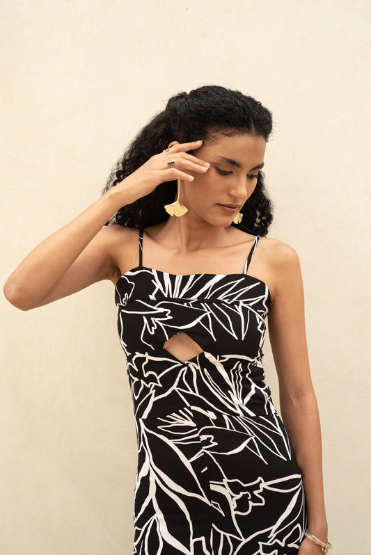 Ebony Tropic Maxi Dress front shot image with model